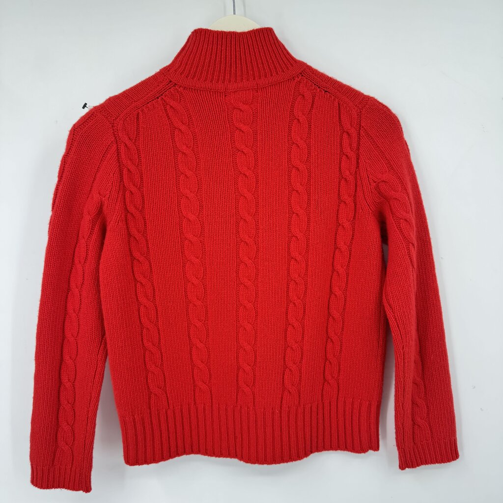 women J. Crew Wool Cable Knit Red Sweater S