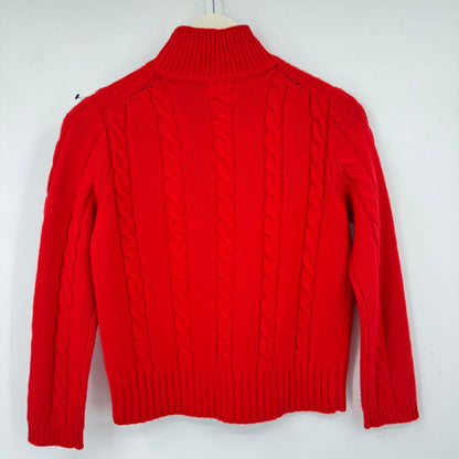 women J. Crew Wool Cable Knit Red Sweater S