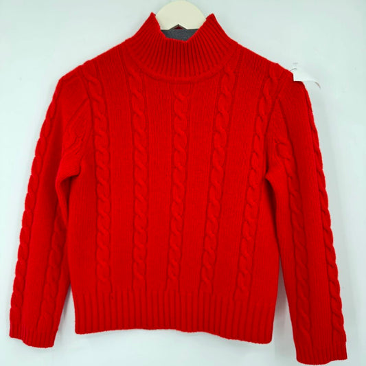 women J. Crew Wool Cable Knit Red Sweater S