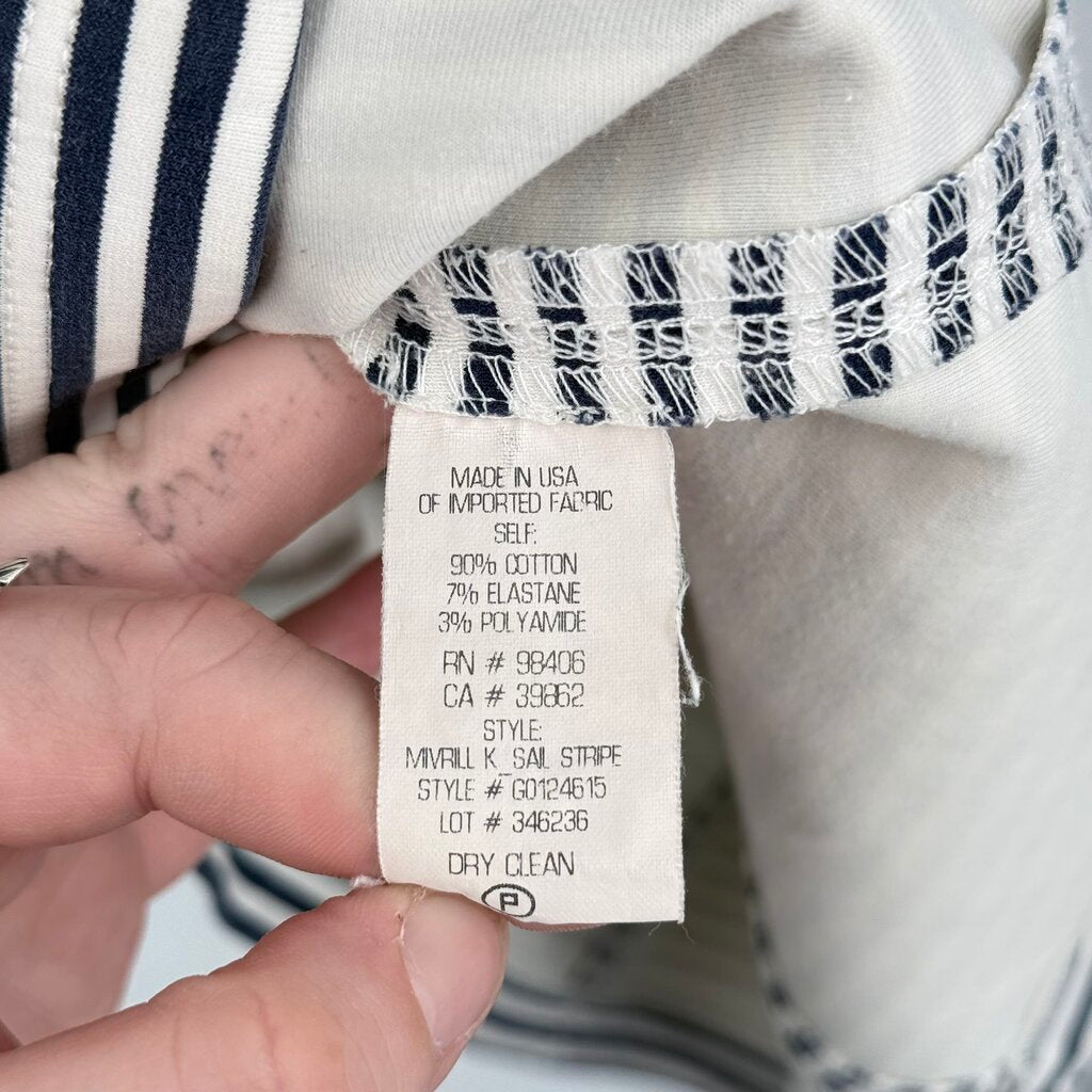 women Theory Mivrill Nautical Stripe Sleeveless Navy and White Dress S