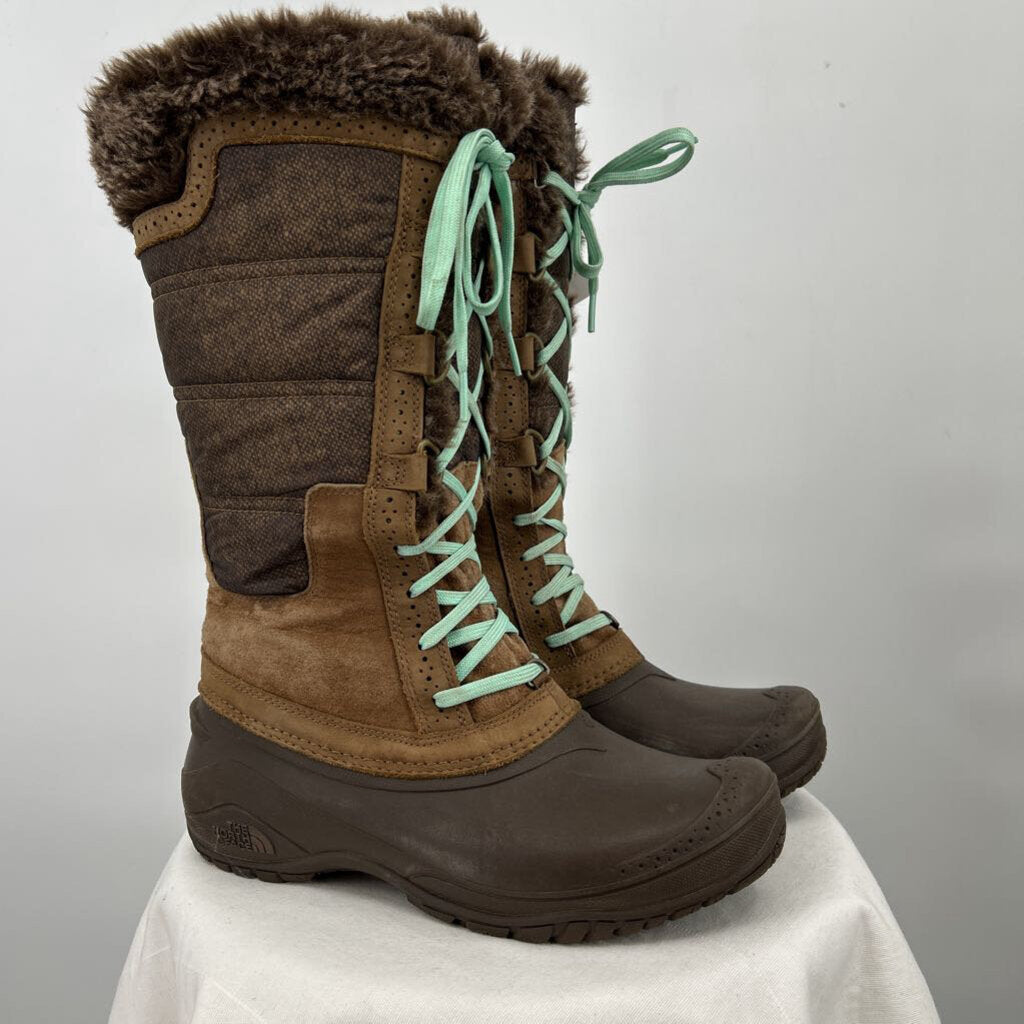 women The North Face Shellista II Tall Winter Boots Brown Shoes 8.5