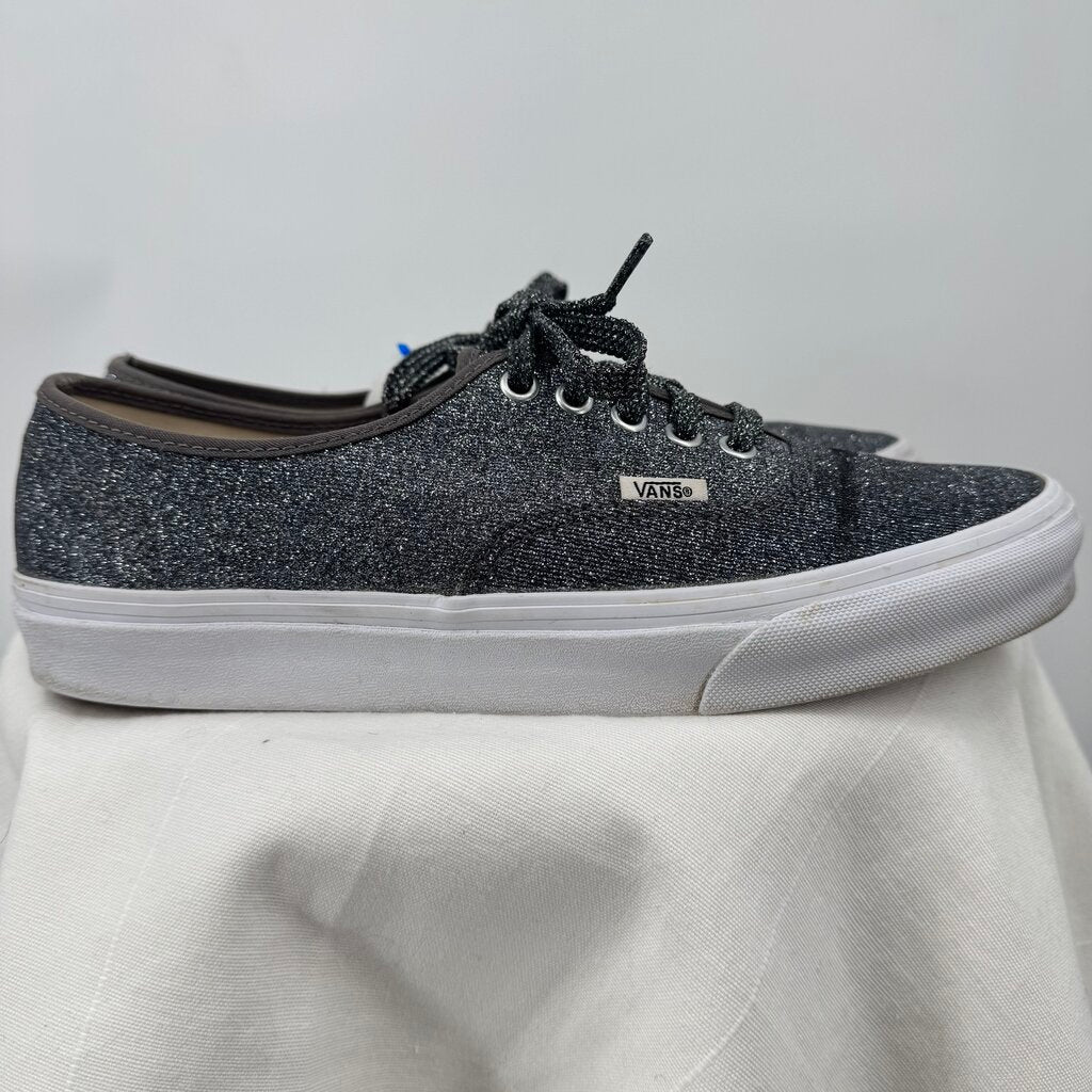 unisex Vans Glitter Lace Up Sneakers Bluish Silver Shoes M9.5/W11
