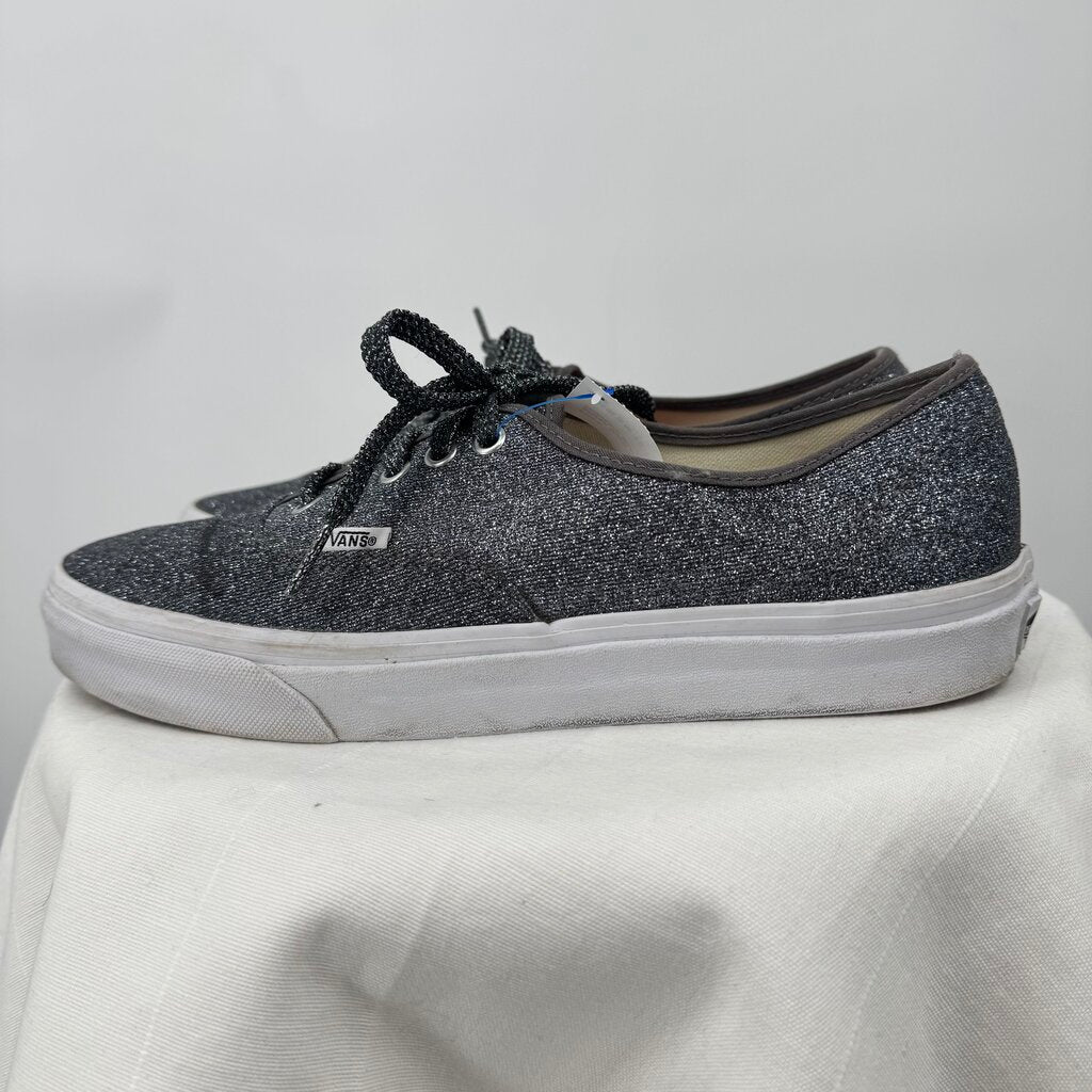 unisex Vans Glitter Lace Up Sneakers Bluish Silver Shoes M9.5/W11