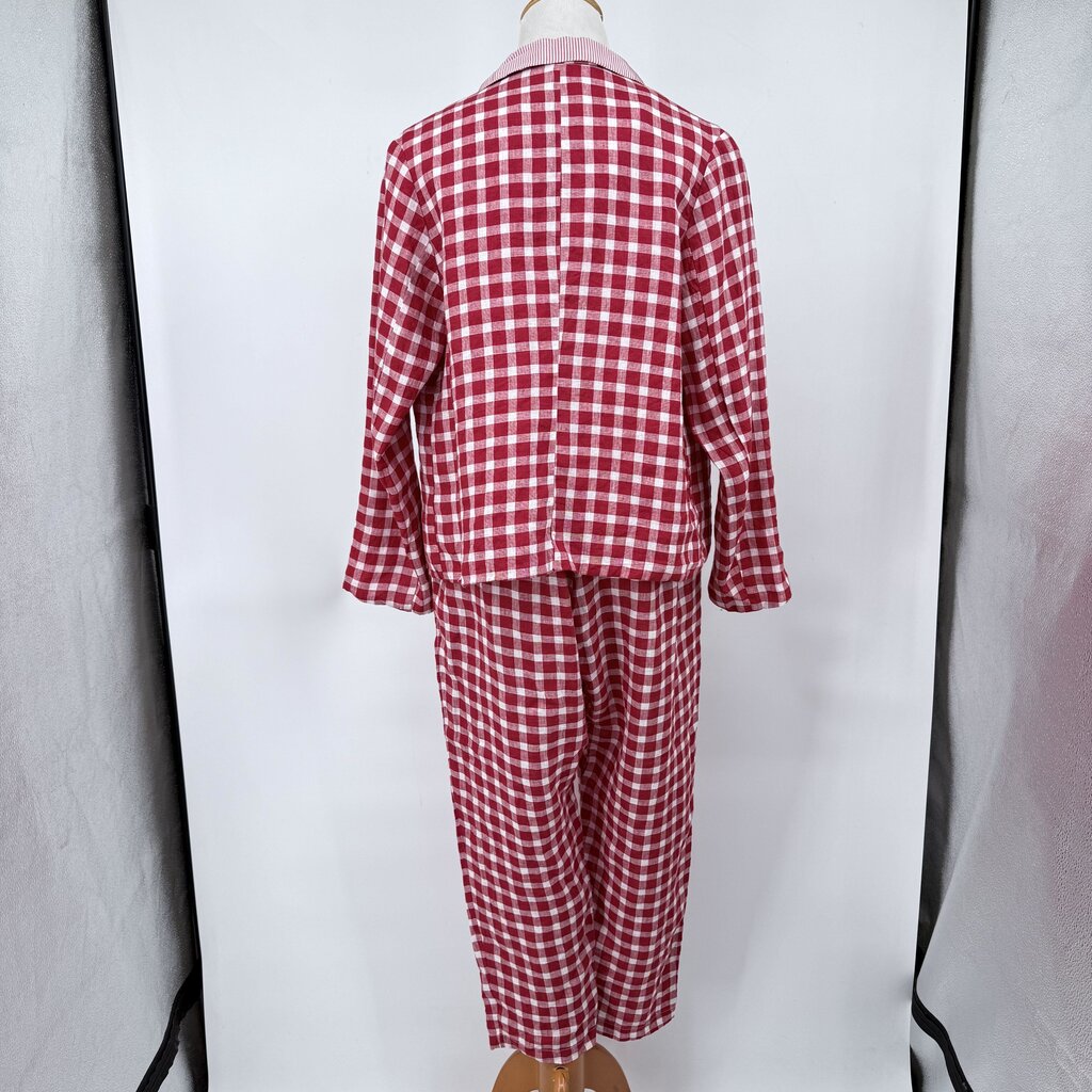women Gallego Desportes Two Piece Linen Gingham Set Blazer & Pants MSRP $1,000 Red White Jumpsuit/Romper M