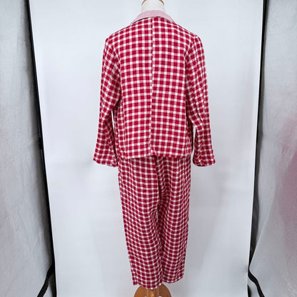 women Gallego Desportes Two Piece Linen Gingham Set Blazer & Pants MSRP $1,000 Red White Jumpsuit/Romper M