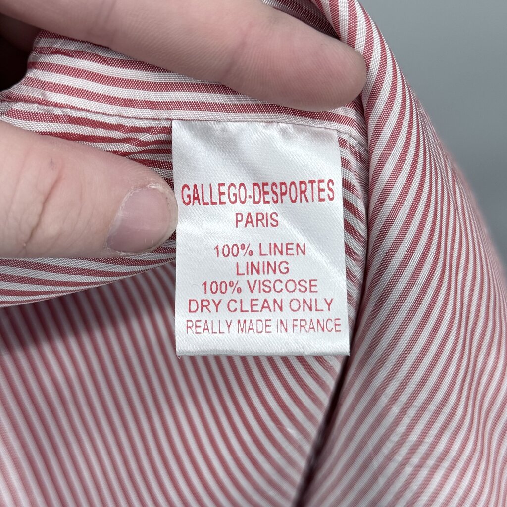 women Gallego Desportes Two Piece Linen Gingham Set Blazer & Pants MSRP $1,000 Red White Jumpsuit/Romper M