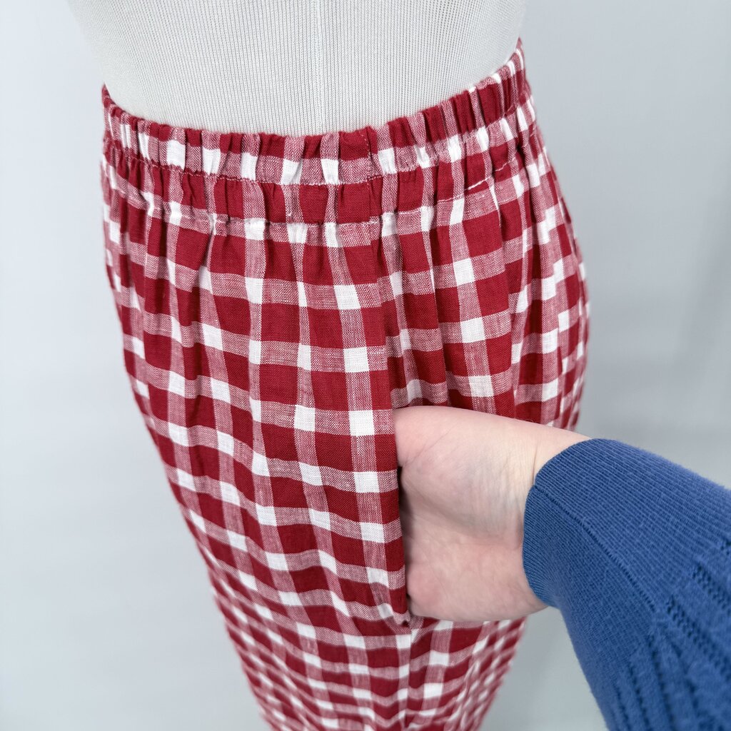 women Gallego Desportes Two Piece Linen Gingham Set Blazer & Pants MSRP $1,000 Red White Jumpsuit/Romper M