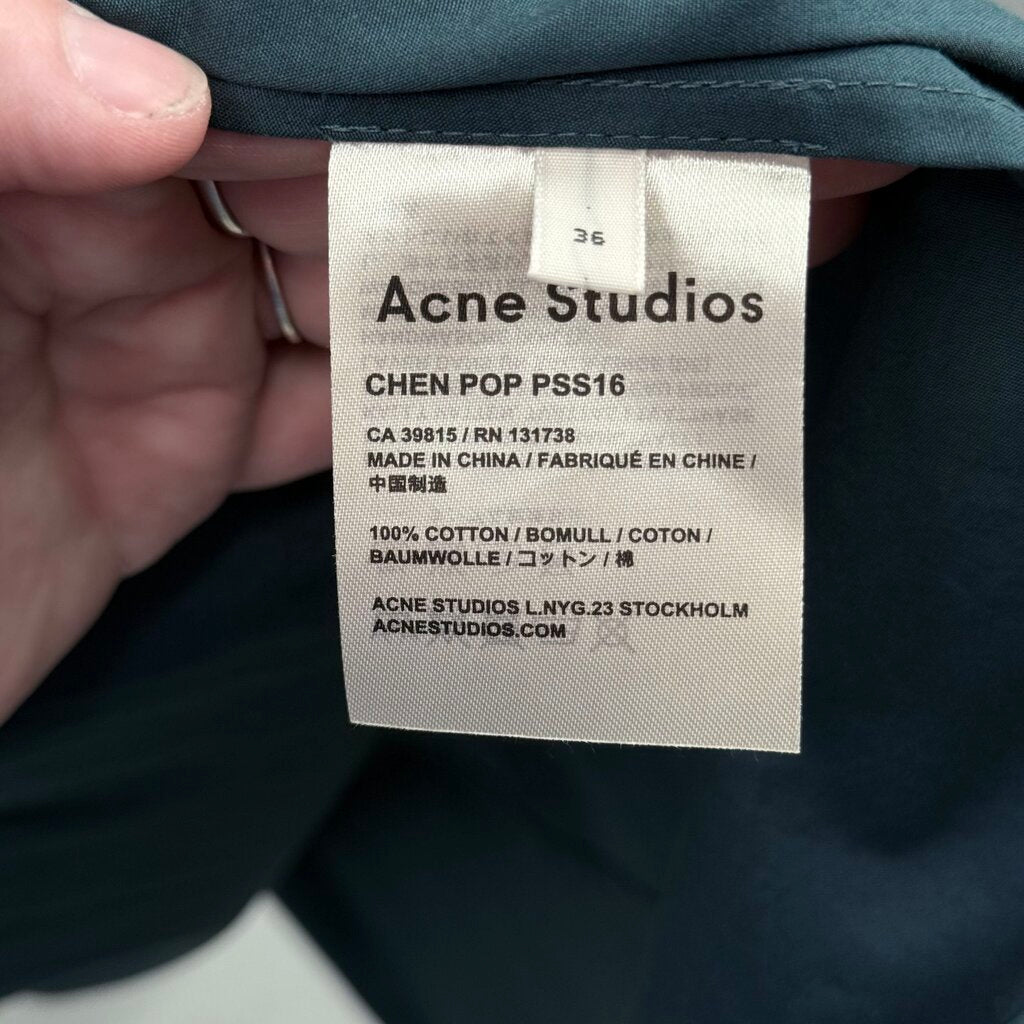 women Acne Studios 2016 Chen Pop Wrap Teal Dress FR 36/US 4