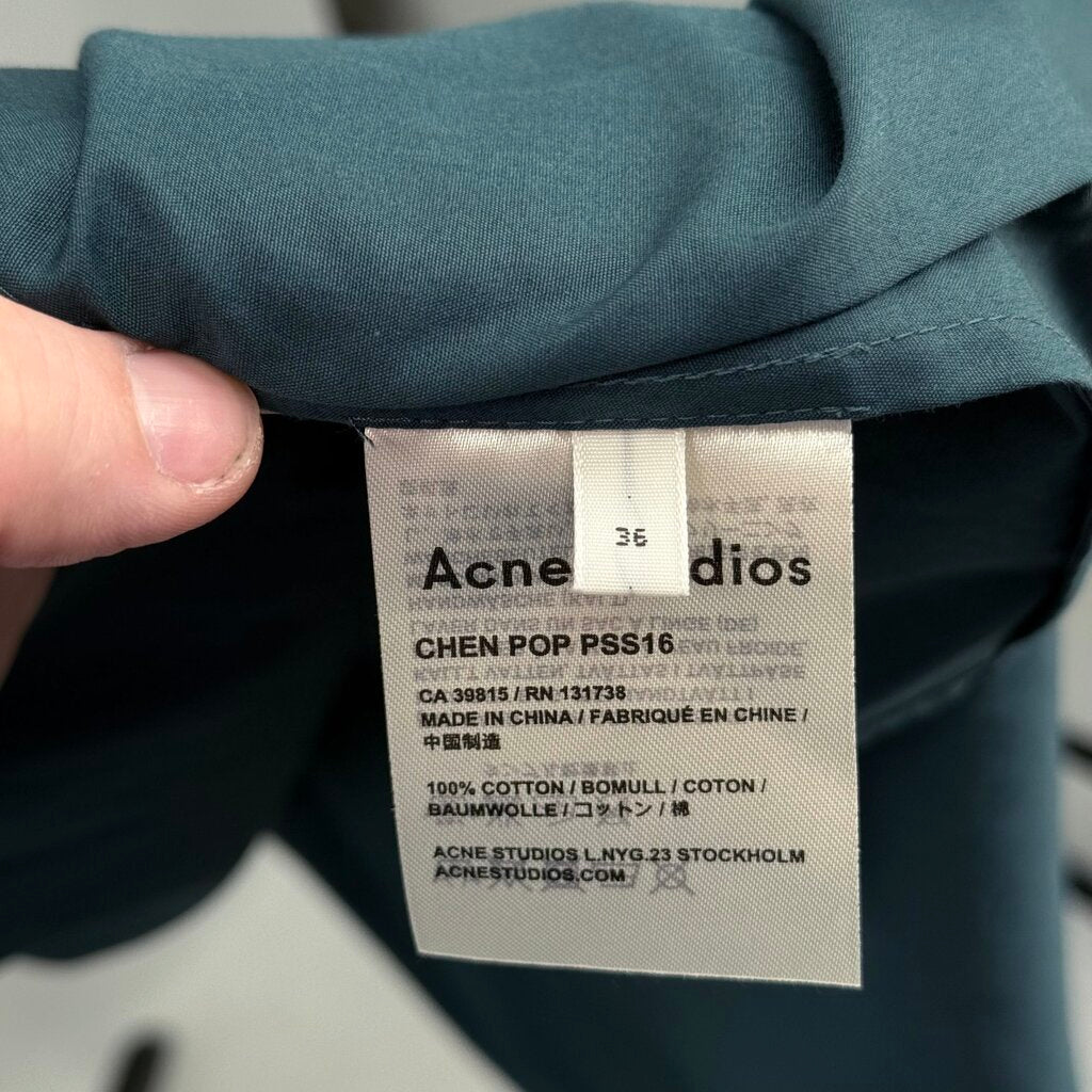 women Acne Studios 2016 Chen Pop Wrap Teal Dress FR 36/US 4