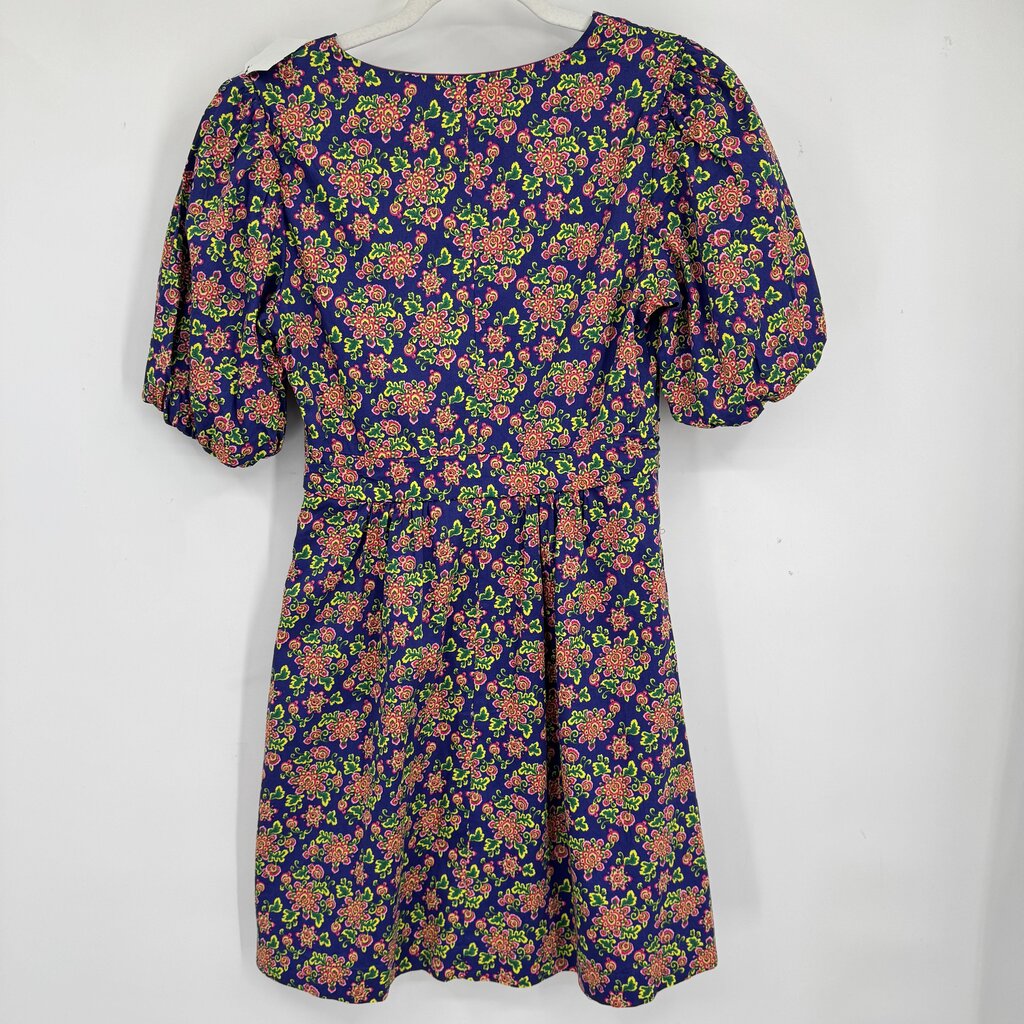 women Boden Puff Sleeve Floral Grape Purple Dress 4