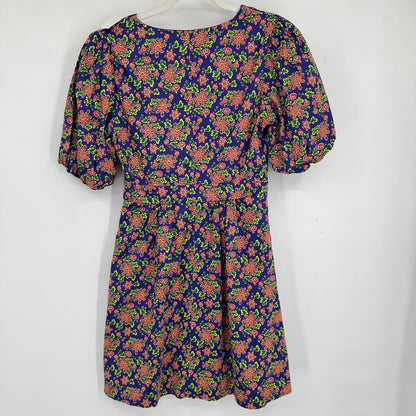 women Boden Puff Sleeve Floral Grape Purple Dress 4