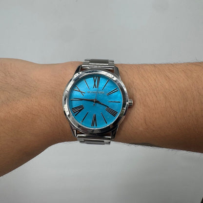 women Michael Kors Harman Watch with Box Silver Turquoise Uncatagorized 38MM