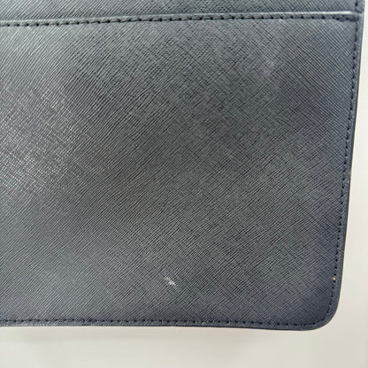 women Michael Kors Jet Set Large East West Flap Crossbody Black Silver Purse 9" x 6.5" x 2"