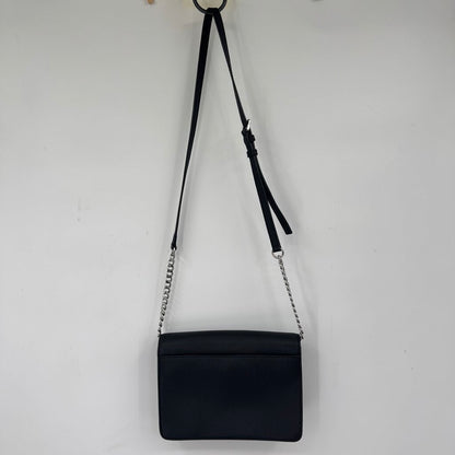women Michael Kors Jet Set Large East West Flap Crossbody Black Silver Purse 9" x 6.5" x 2"
