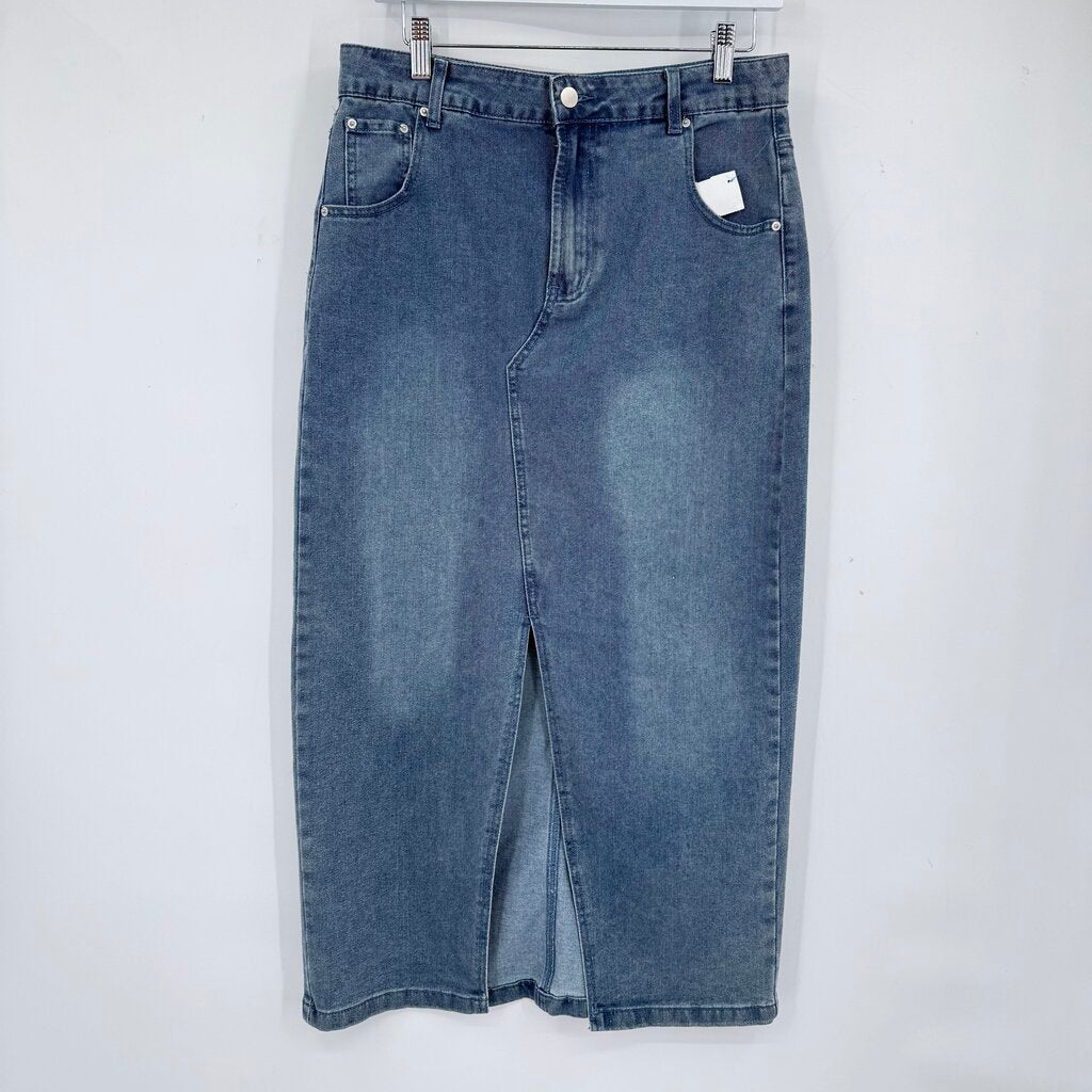 women Rachel Zoe Denim Midi Blue Skirt 10