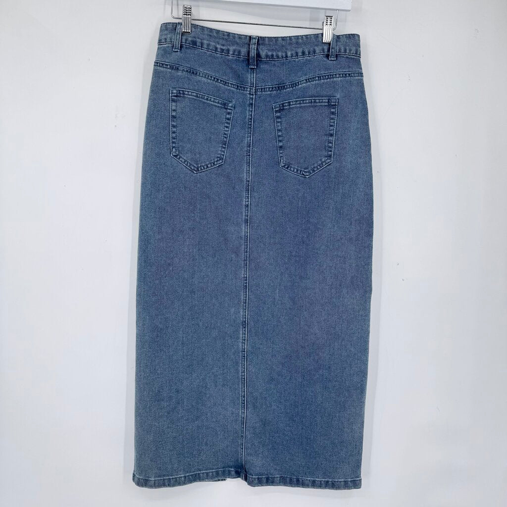 women Rachel Zoe Denim Midi Blue Skirt 10