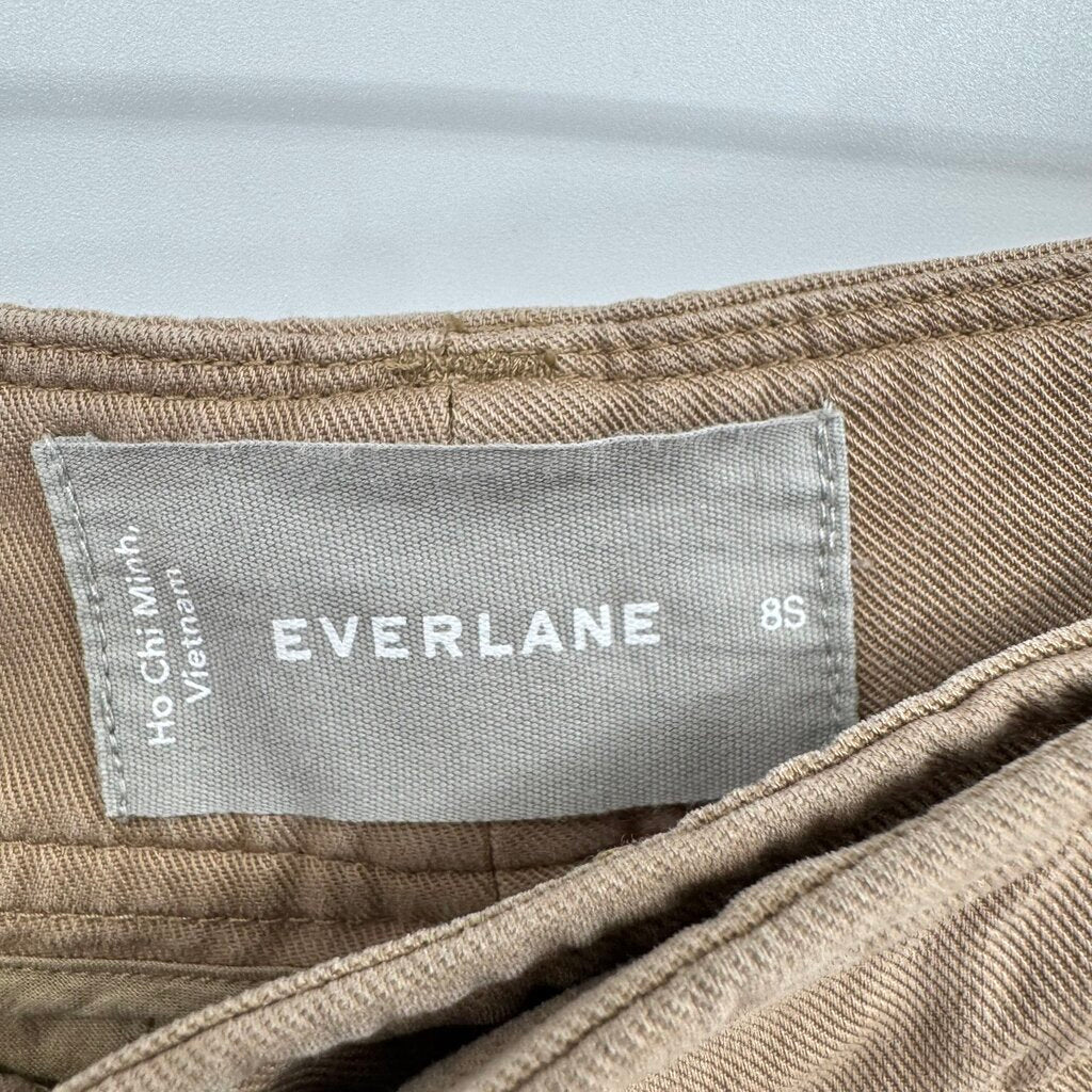 women Everlane High Rise Pleated Troussers Khaki Pants 8S