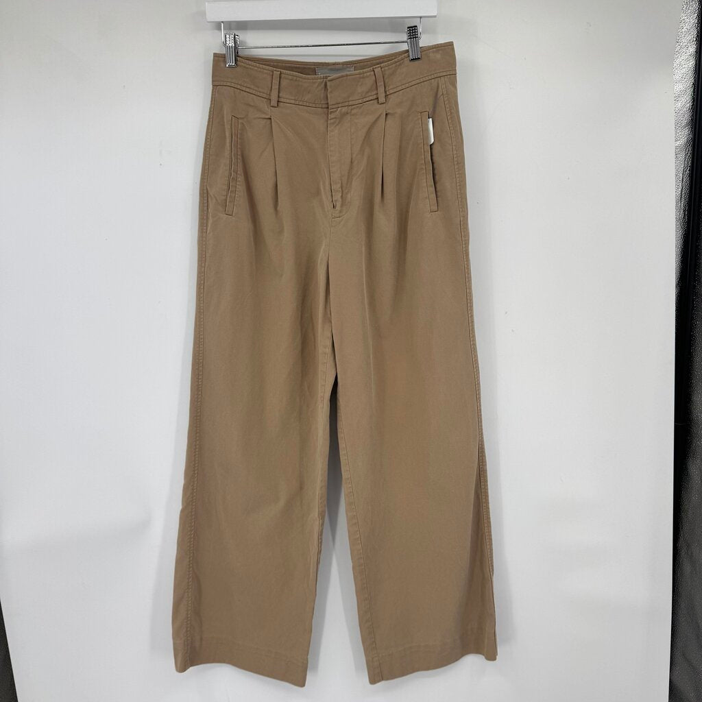 women Everlane High Rise Pleated Troussers Khaki Pants 8S