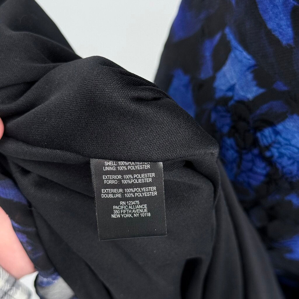 women Tahari High Neck Maxi Gown Black Blue Dress 6