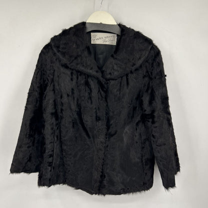 women Irwin Stern Vintage Sheared Beaver Fur Black Coat M