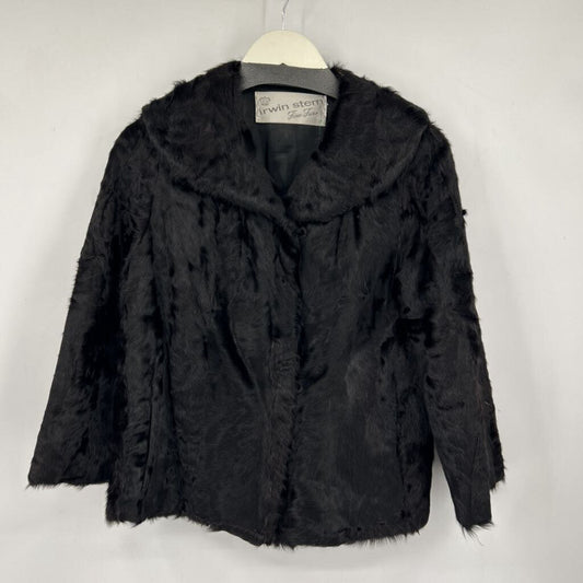 women Irwin Stern Vintage Sheared Beaver Fur Black Coat M