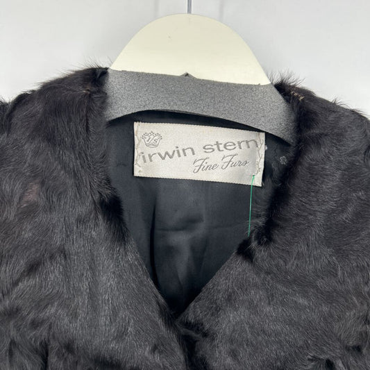 women Irwin Stern Vintage Sheared Beaver Fur Black Coat M