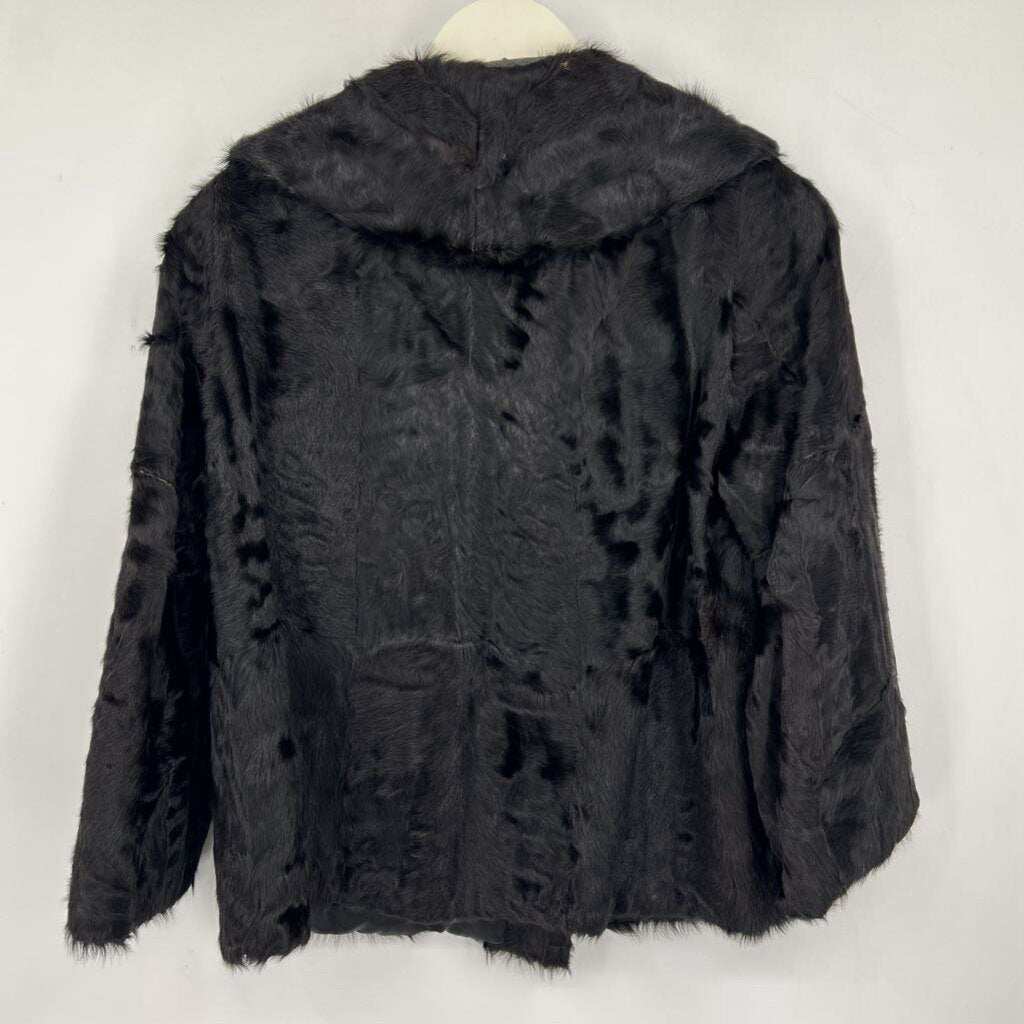 women Irwin Stern Vintage Sheared Beaver Fur Black Coat M