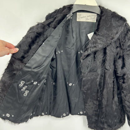 women Irwin Stern Vintage Sheared Beaver Fur Black Coat M