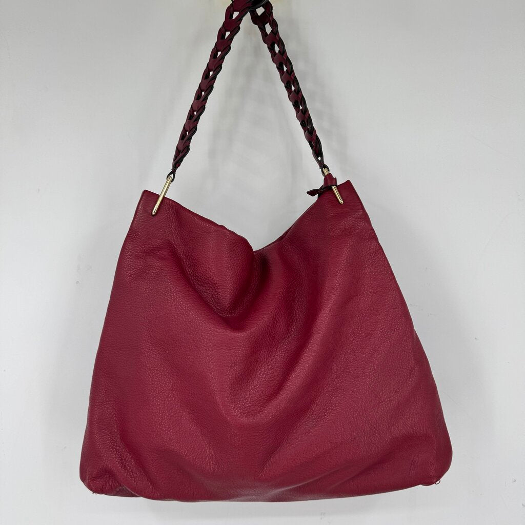 women Vince Camuto Leather Shoulder Bag Cranberry Red Purse 17" x 13"x4"