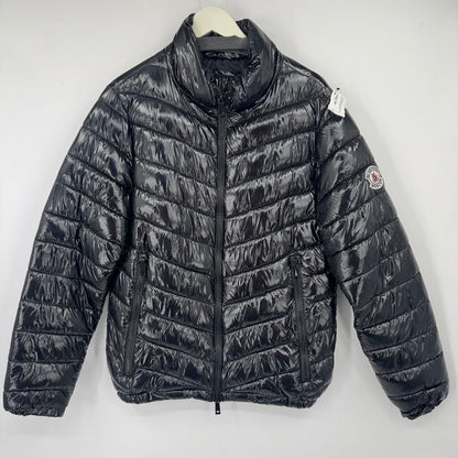 men Bleecker & Mercer Wet Look Puffer Black Coat M