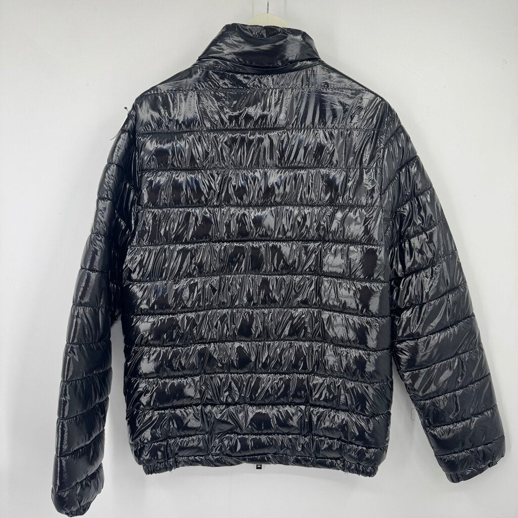 men Bleecker & Mercer Wet Look Puffer Black Coat M