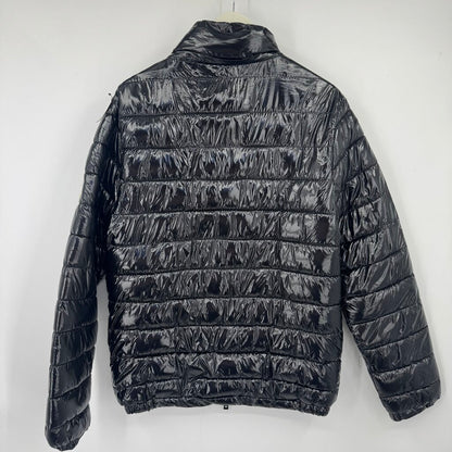 men Bleecker & Mercer Wet Look Puffer Black Coat M