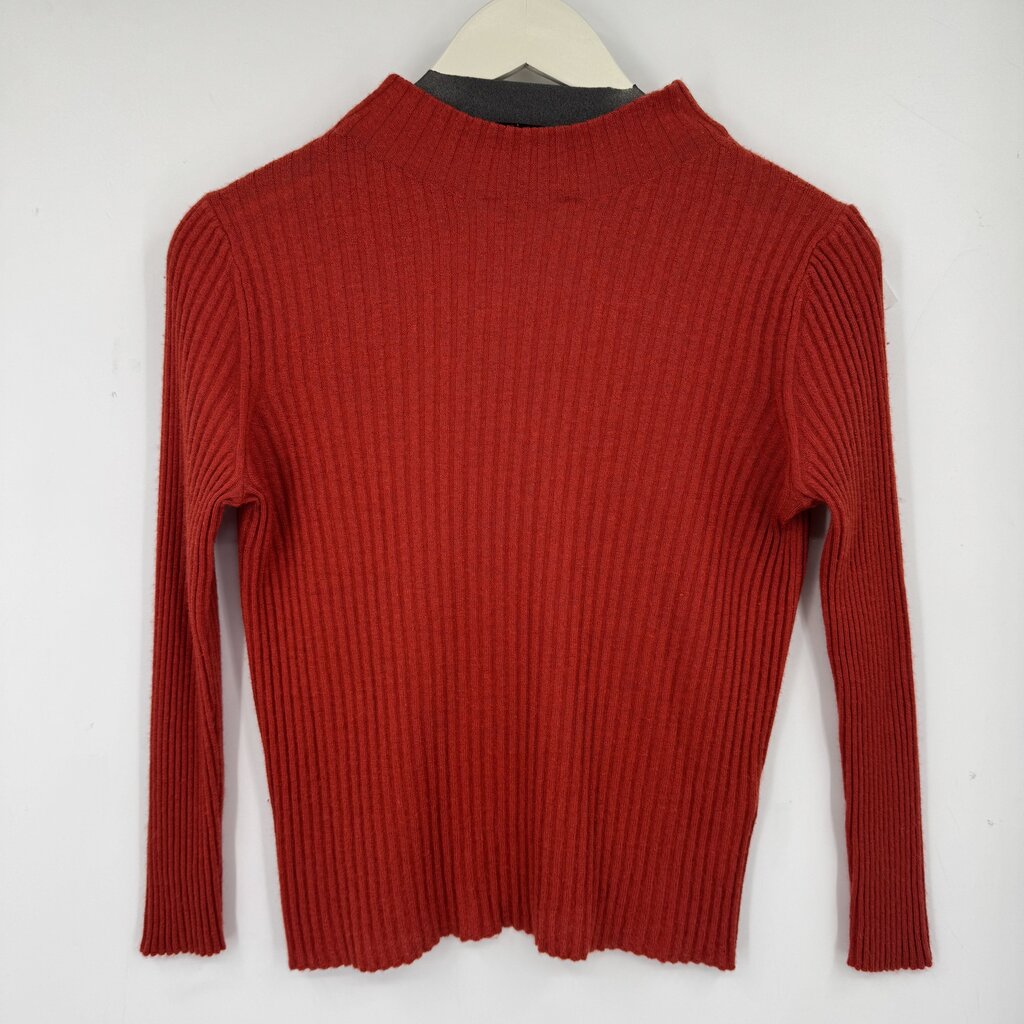 women Vince MSRP $398 Ribbed Cashmere-Silk Mock Neck Pimiento Sweater S
