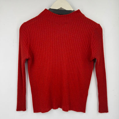 women Vince MSRP $398 Ribbed Cashmere-Silk Mock Neck Pimiento Sweater S
