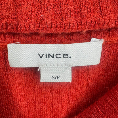 women Vince MSRP $398 Ribbed Cashmere-Silk Mock Neck Pimiento Sweater S