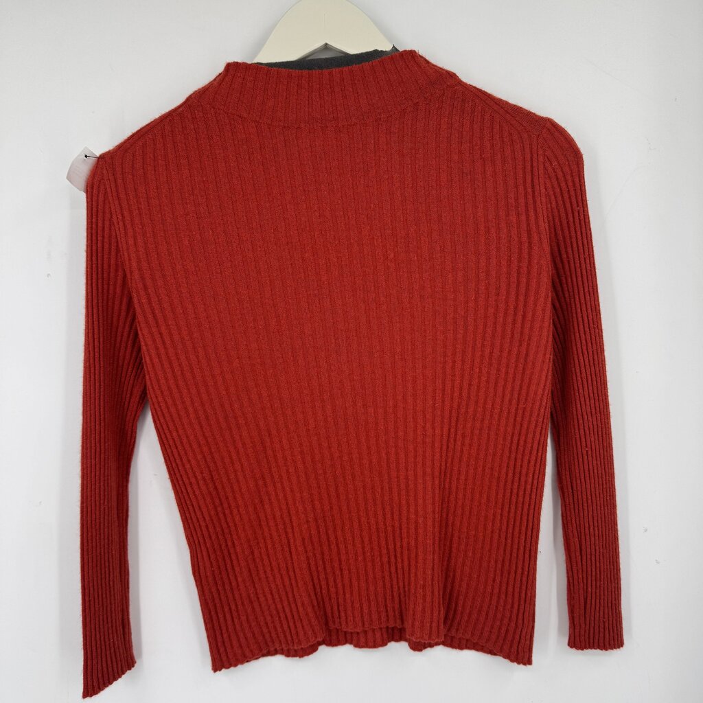 women Vince MSRP $398 Ribbed Cashmere-Silk Mock Neck Pimiento Sweater S