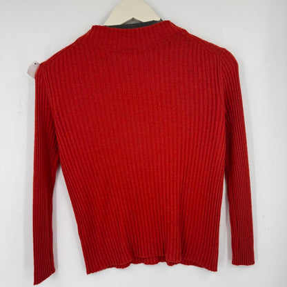 women Vince MSRP $398 Ribbed Cashmere-Silk Mock Neck Pimiento Sweater S