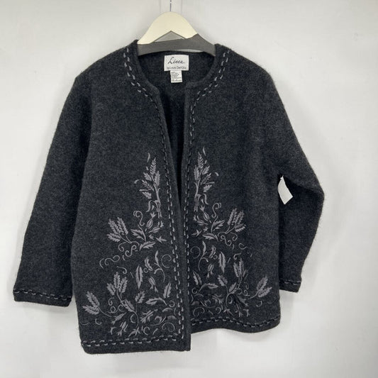 women Linea by Louis Dell'Olio Embroidered Boiled Wool Gray Jacket L