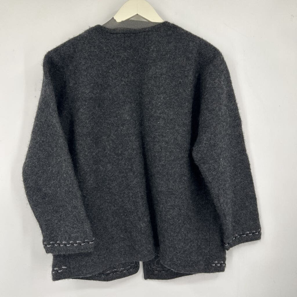 women Linea by Louis Dell'Olio Embroidered Boiled Wool Gray Jacket L