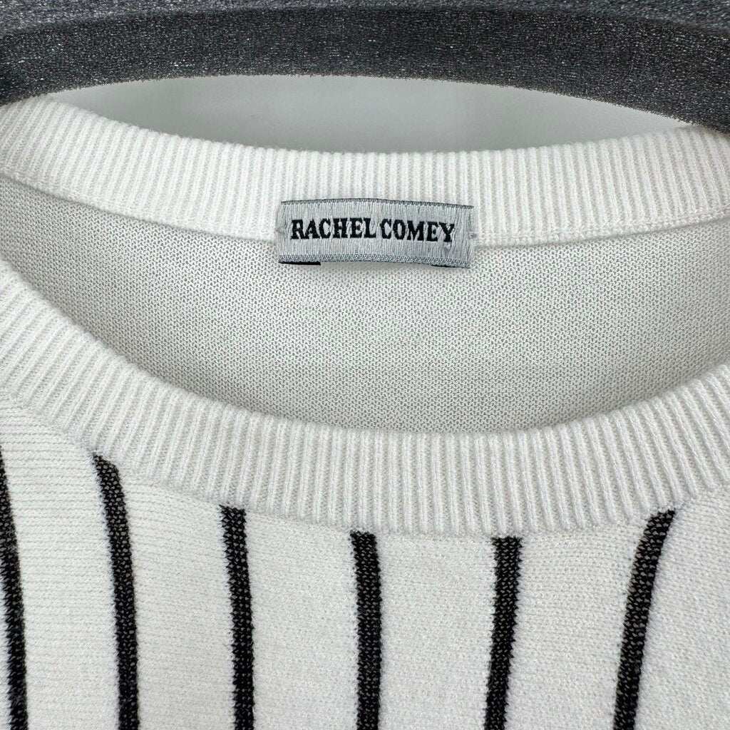 women Rachel Comey Bream Striped Peplum Cream and Black Knit Top S