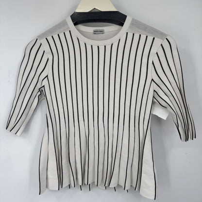 women Rachel Comey Bream Striped Peplum Cream and Black Knit Top S