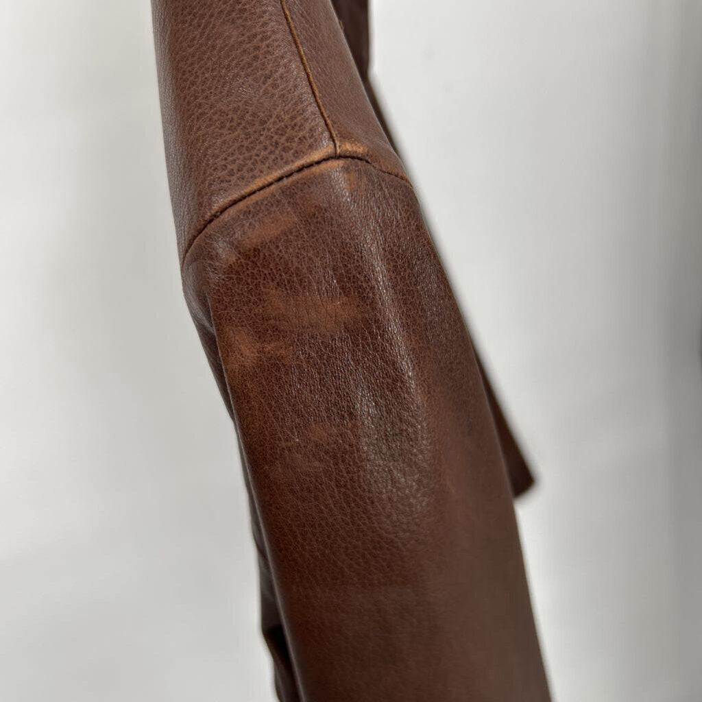 men Armani Collezioni Leather Brown Jacket IT40/US32/XS