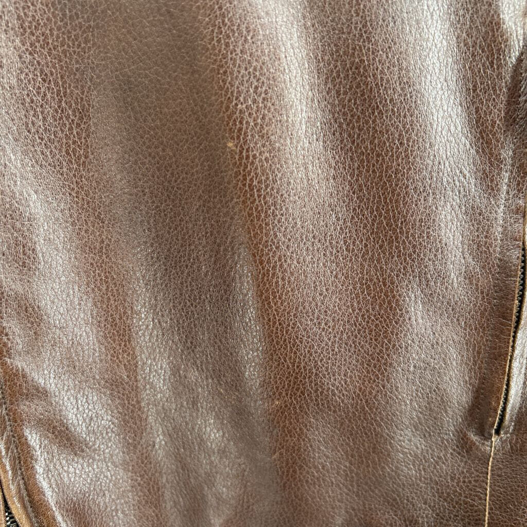 men Armani Collezioni Leather Brown Jacket IT40/US32/XS