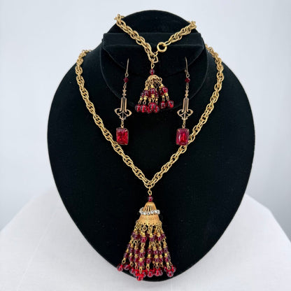 Miriam Haskell Matching Tassel Necklace & Bracelet Jewelry