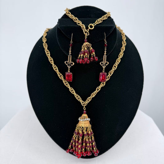 Miriam Haskell Matching Tassel Necklace & Bracelet Jewelry