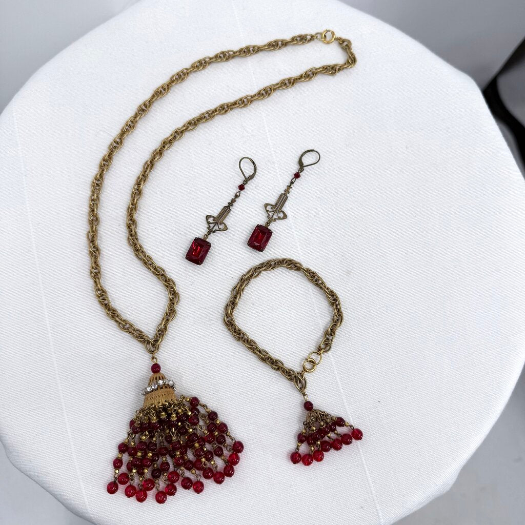 Miriam Haskell Matching Tassel Necklace & Bracelet Jewelry
