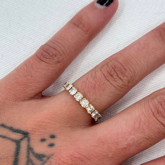 14K Gold & White Sapphire Infinity Band Ring Jewelry