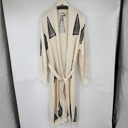 unisex Turkish Cotton Kimono Robe Cream Black Intimates/Sleepwear OS