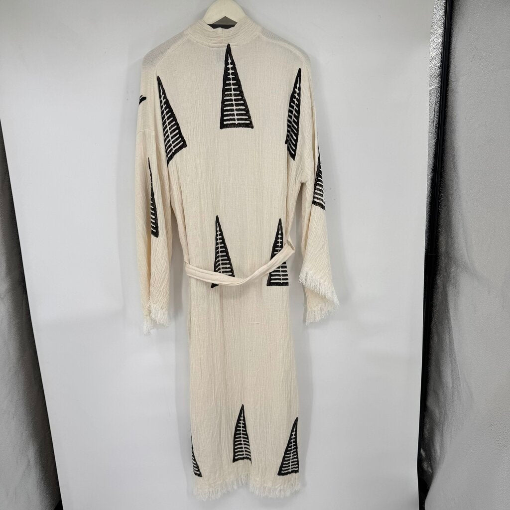 unisex Turkish Cotton Kimono Robe Cream Black Intimates/Sleepwear OS
