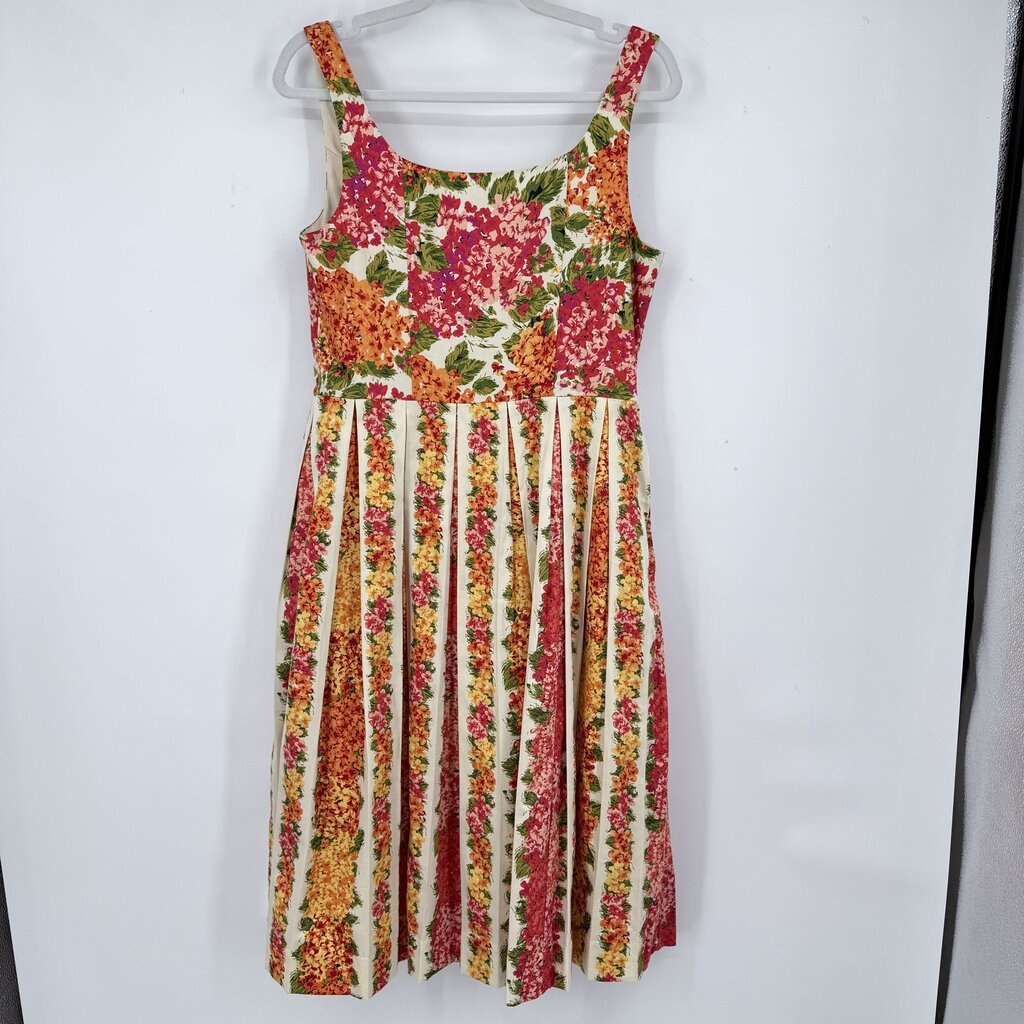 women Isaac Mizrahi - Target NWT 20th Anniversary Floral Pleated Cream Orange Red Multi Dress M
